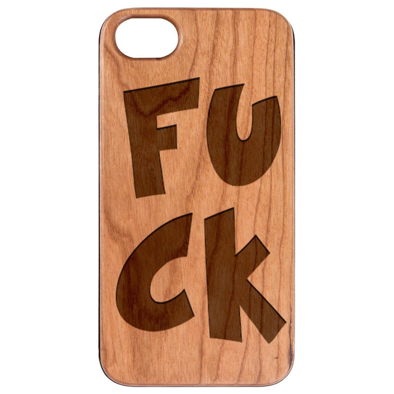 Fuck - Engraved - Wooden Phone Case