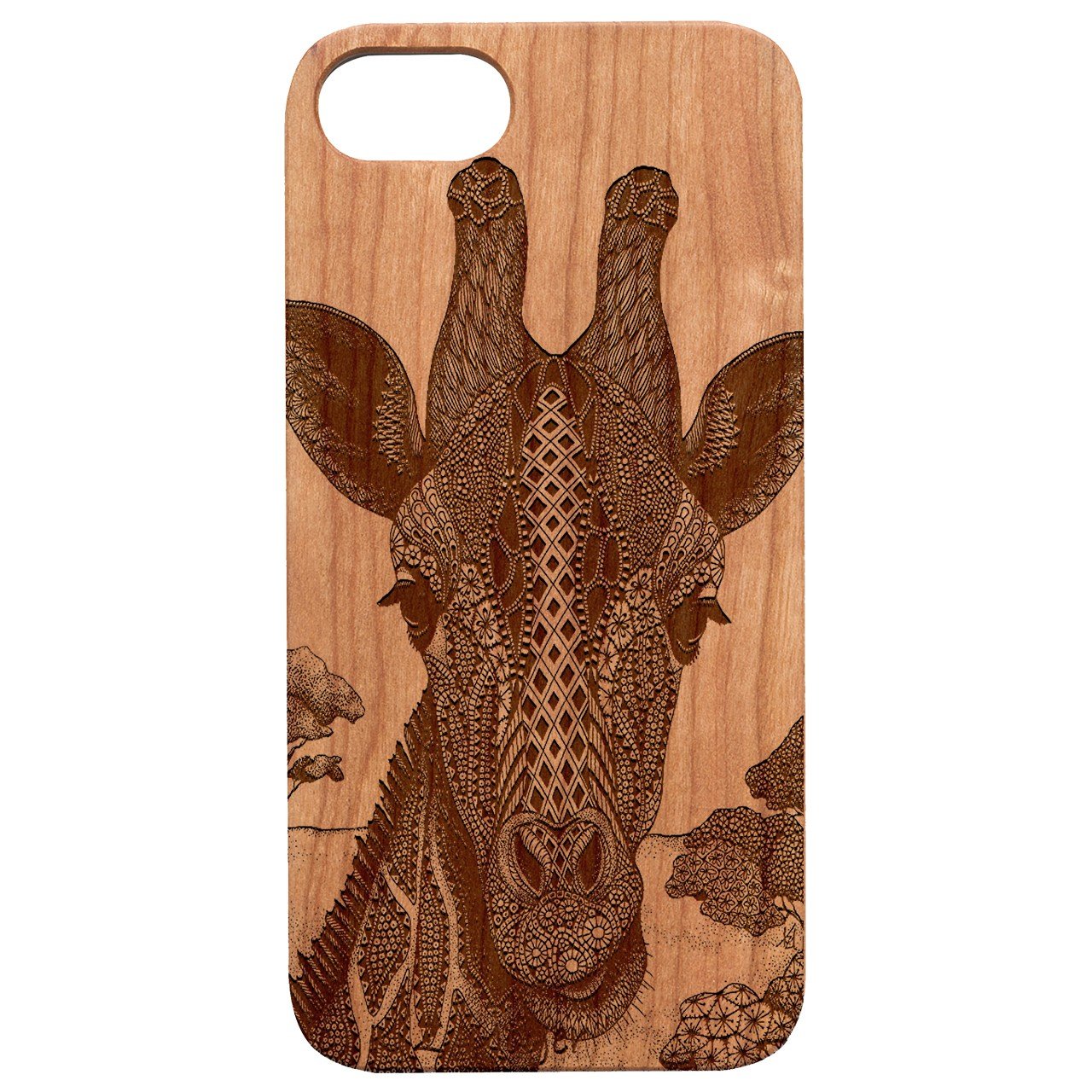 Giraffe Mandala - Engraved - Wooden Phone Case