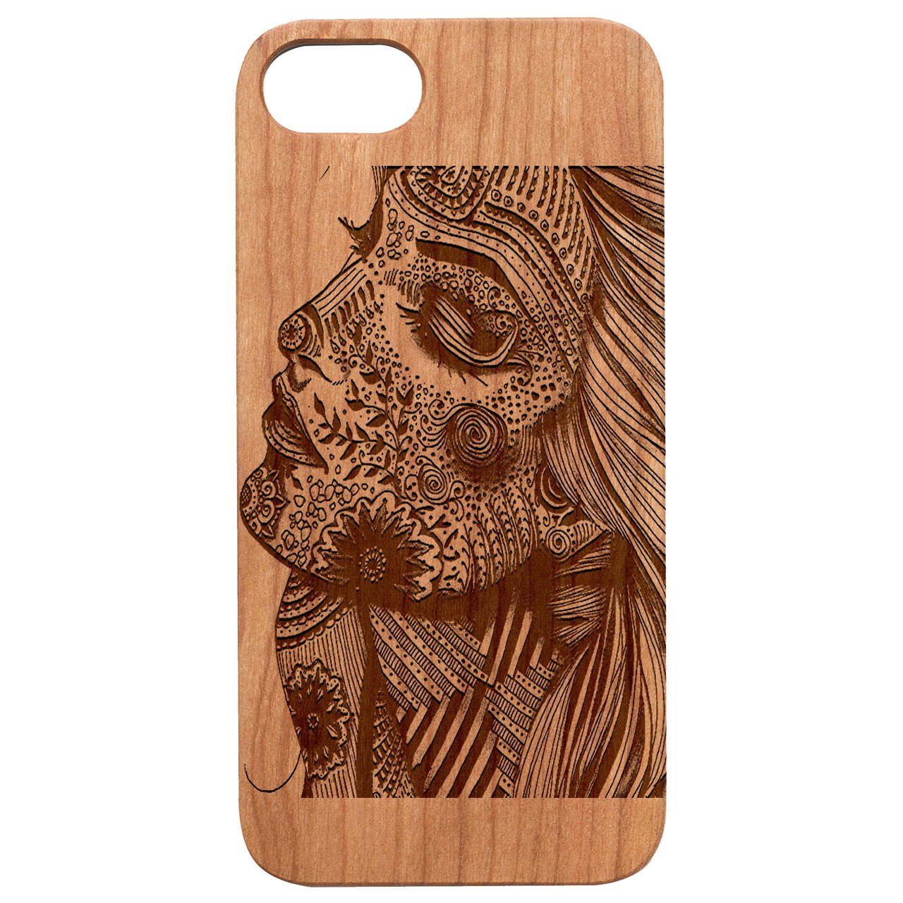 Girl Face 2 - Engraved - Wooden Phone Case