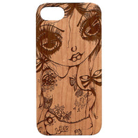 Girl Tattoo - Engraved - Wooden Phone Case