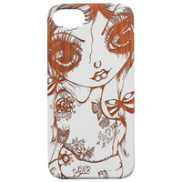 Girl Tattoo - Engraved - Wooden Phone Case