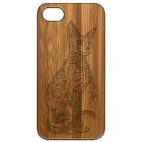 Gothic Cat - Engraved - Wooden Phone Case