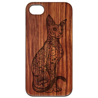 Gothic Cat - Engraved - Wooden Phone Case