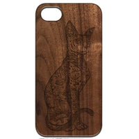 Gothic Cat - Engraved - Wooden Phone Case