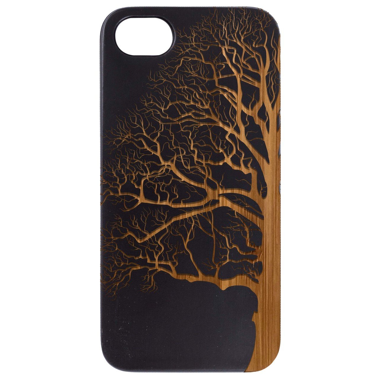 Half Tree - Engraved - Wooden Phone Case