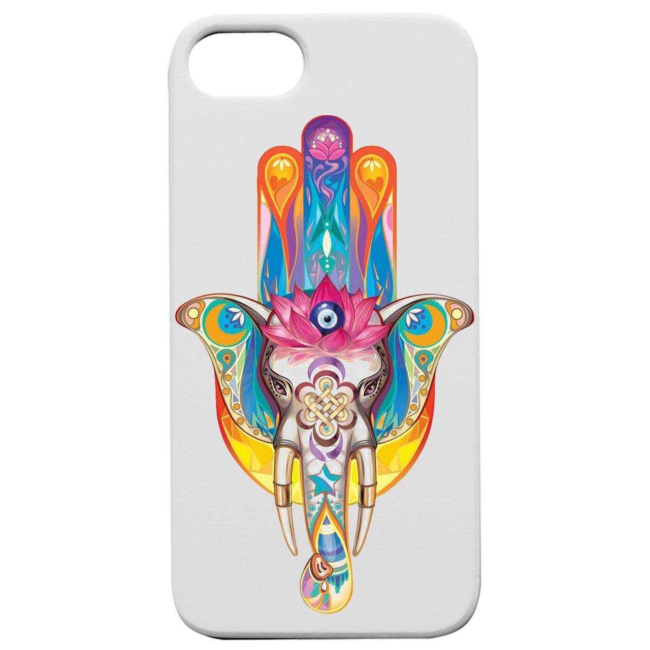 Hamsa Elephant - UV Color Printed - Wooden Phone Case