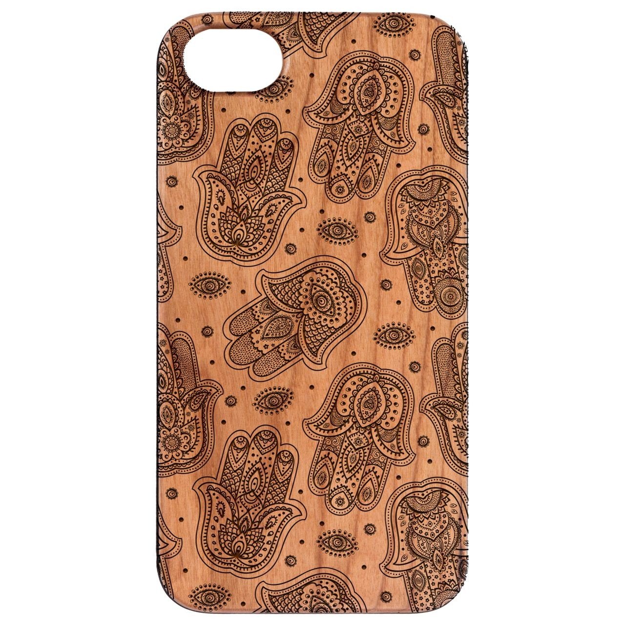 Hamsa Pattern - Engraved - Wooden Phone Case