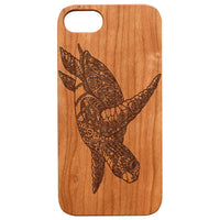 Hawaiian Turtle 2 - Engraved - Wooden Phone Case