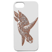 Hawaiian Turtle 2 - Engraved - Wooden Phone Case