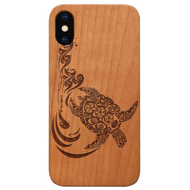 Hawaiian Turtle 3 - Engraved - Wooden Phone Case