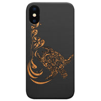 Hawaiian Turtle 3 - Engraved - Wooden Phone Case