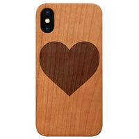 Heart - Engraved - Wooden Phone Case