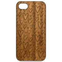 Heart Pattern  - Engraved - Wooden Phone Case