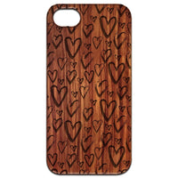 Heart Pattern  - Engraved - Wooden Phone Case