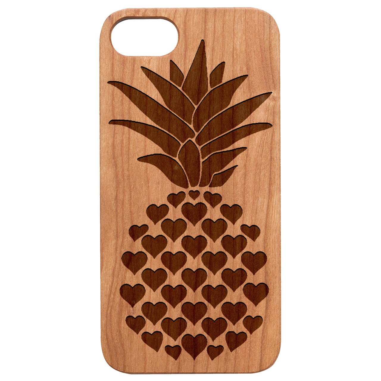 Heart Pineaple - Engraved - Wooden Phone Case