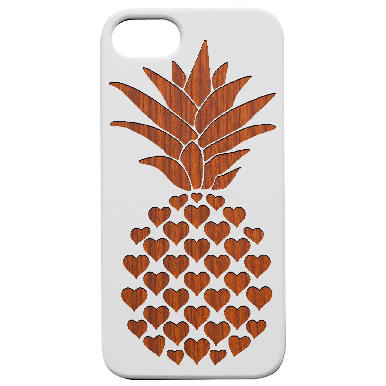 Heart Pineaple - Engraved - Wooden Phone Case