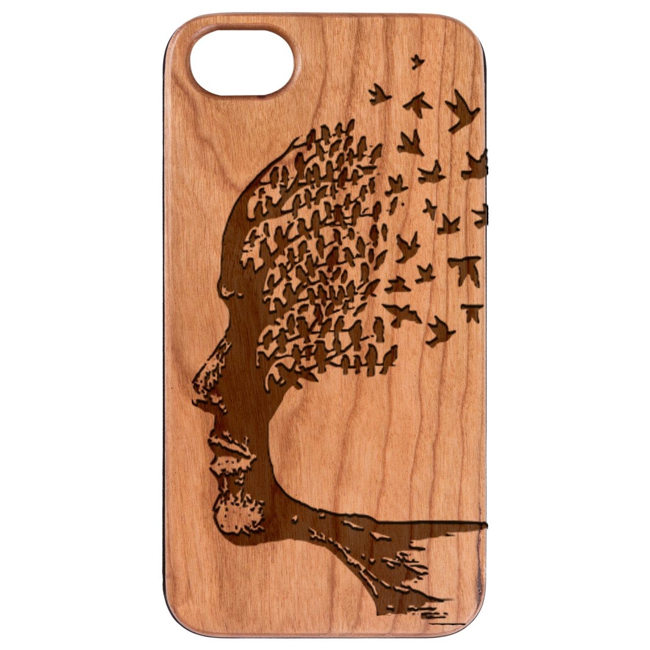  Human Head Tree - Engraved - Wooden Phone Case - IPhone 13 Models