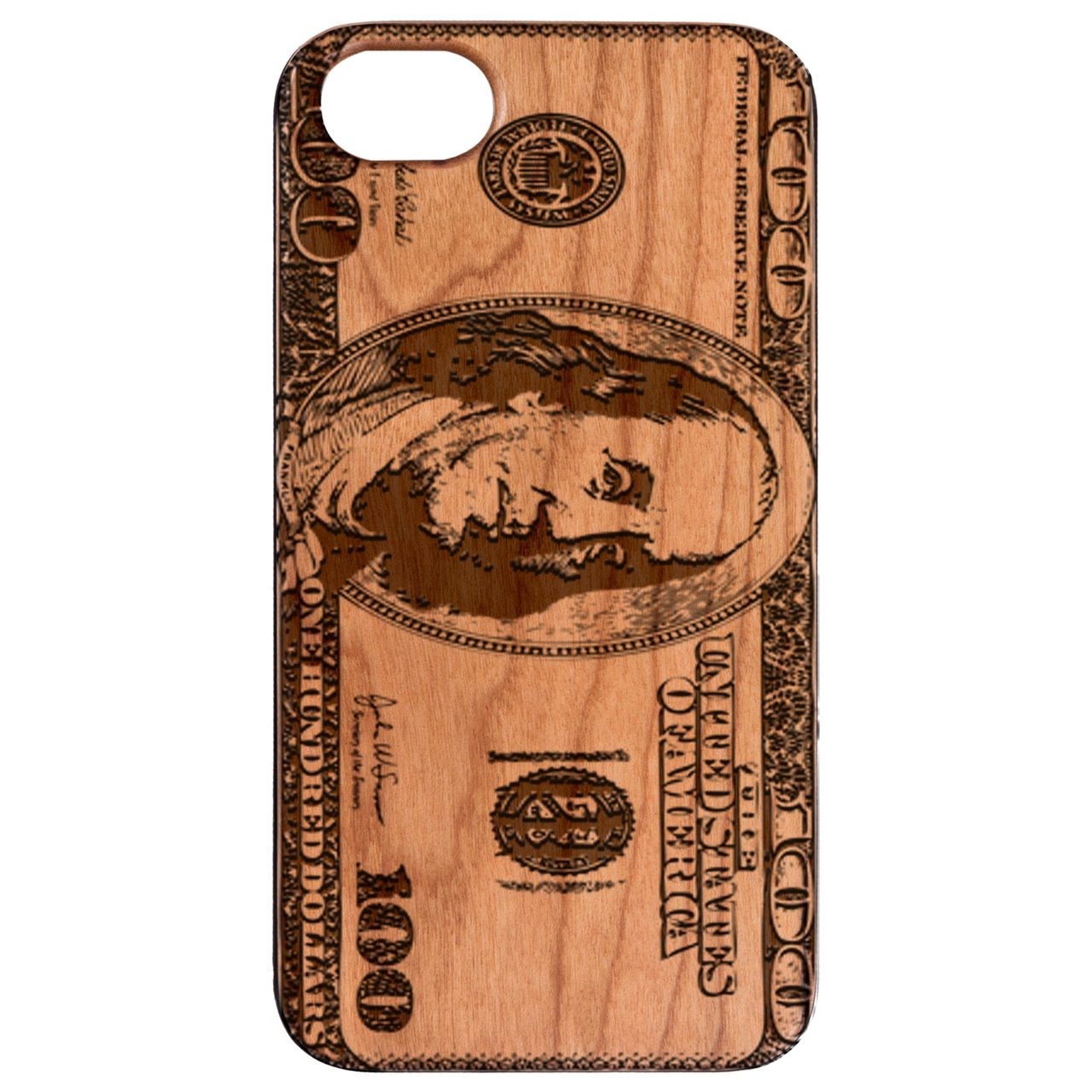  Hundred Dollar Bill - Engraved - Wooden Phone Case - IPhone 13 Models