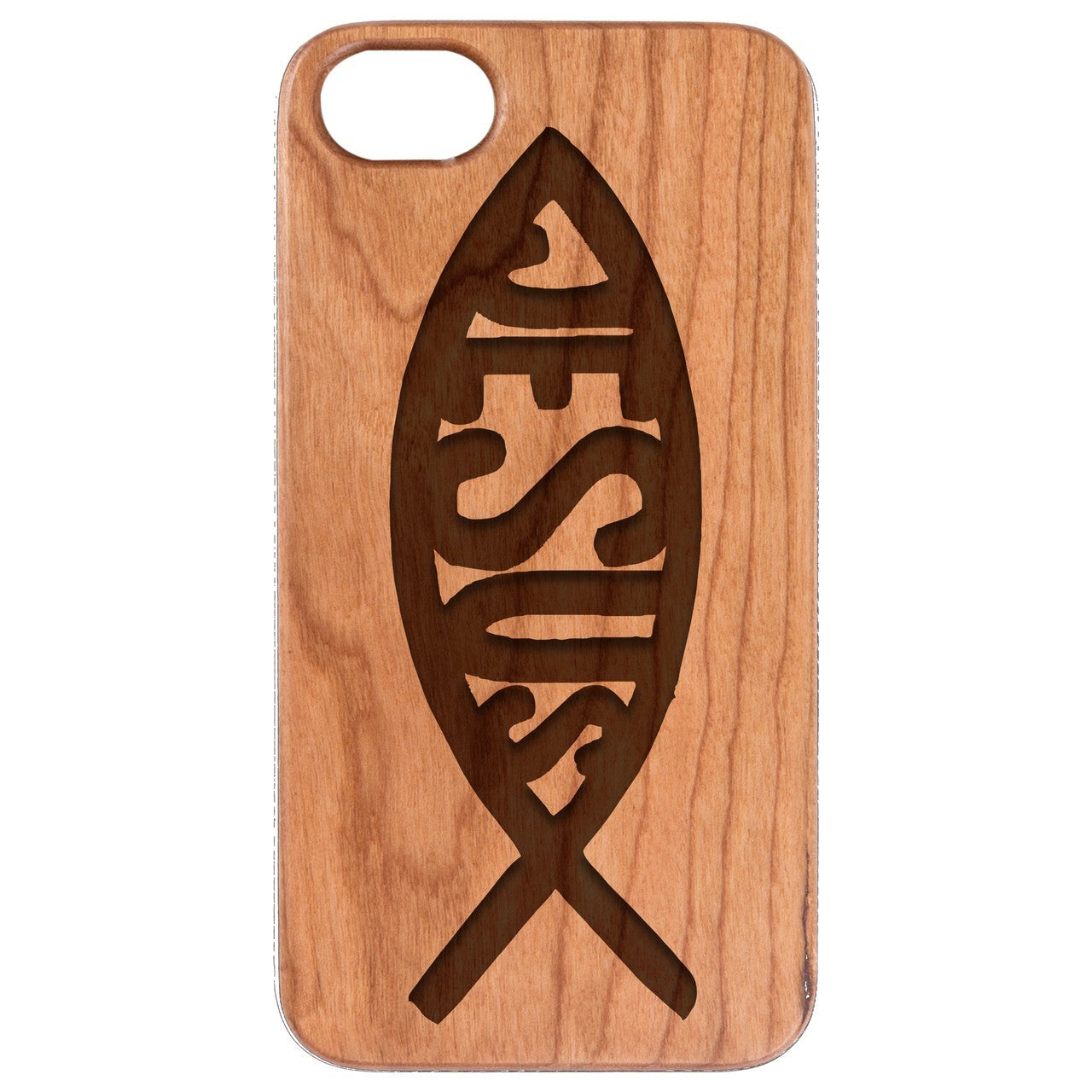  Ichthys Jesus 1 - Engraved - Wooden Phone Case - IPhone 13 Models