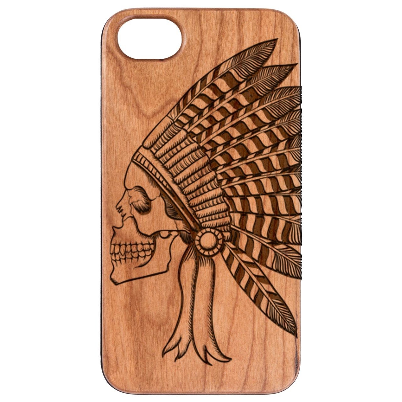 Indian Skull 1 - Engraved - Wooden Phone Case - IPhone 13 Models