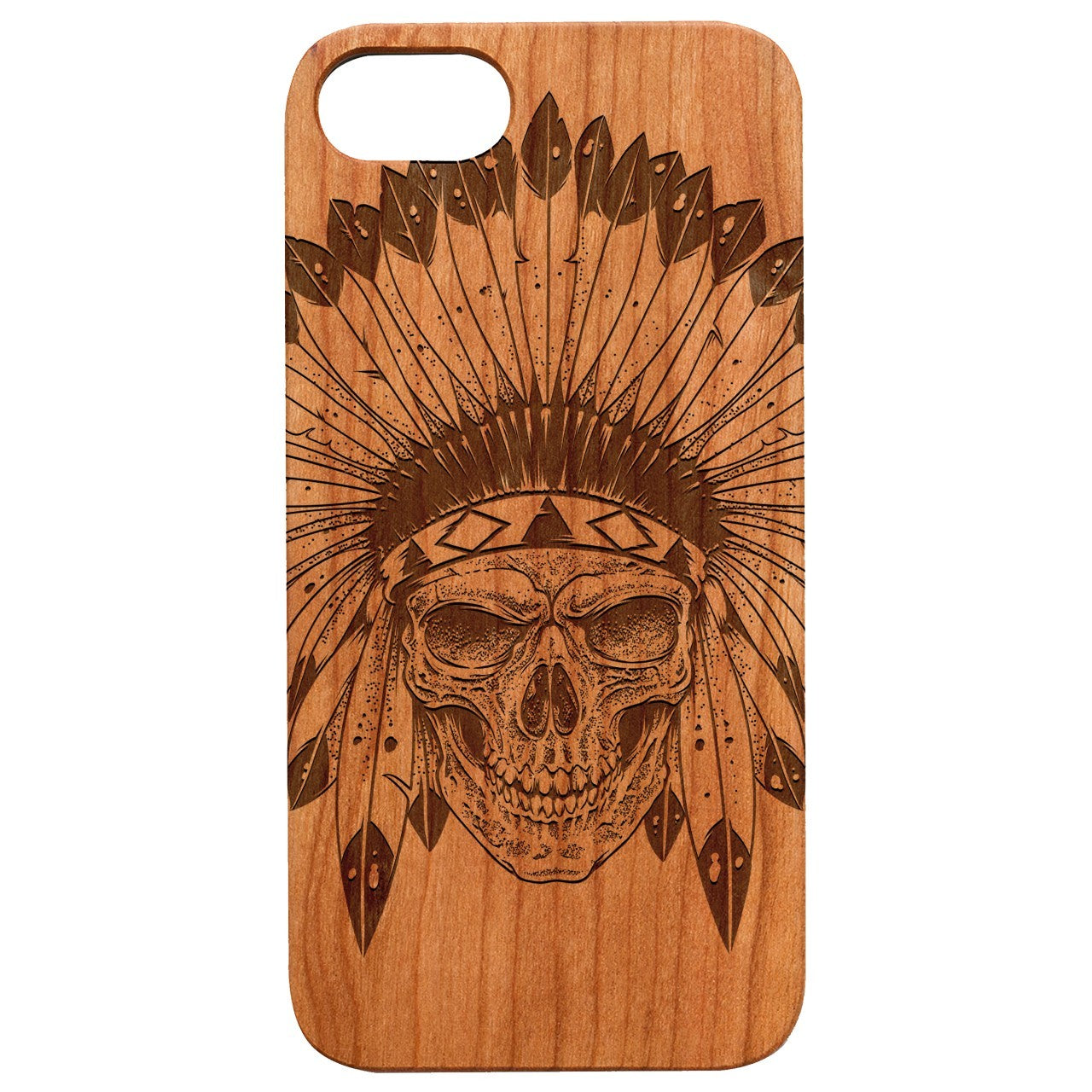  Indian Skull 2 - Engraved - Wooden Phone Case - IPhone 13 Models