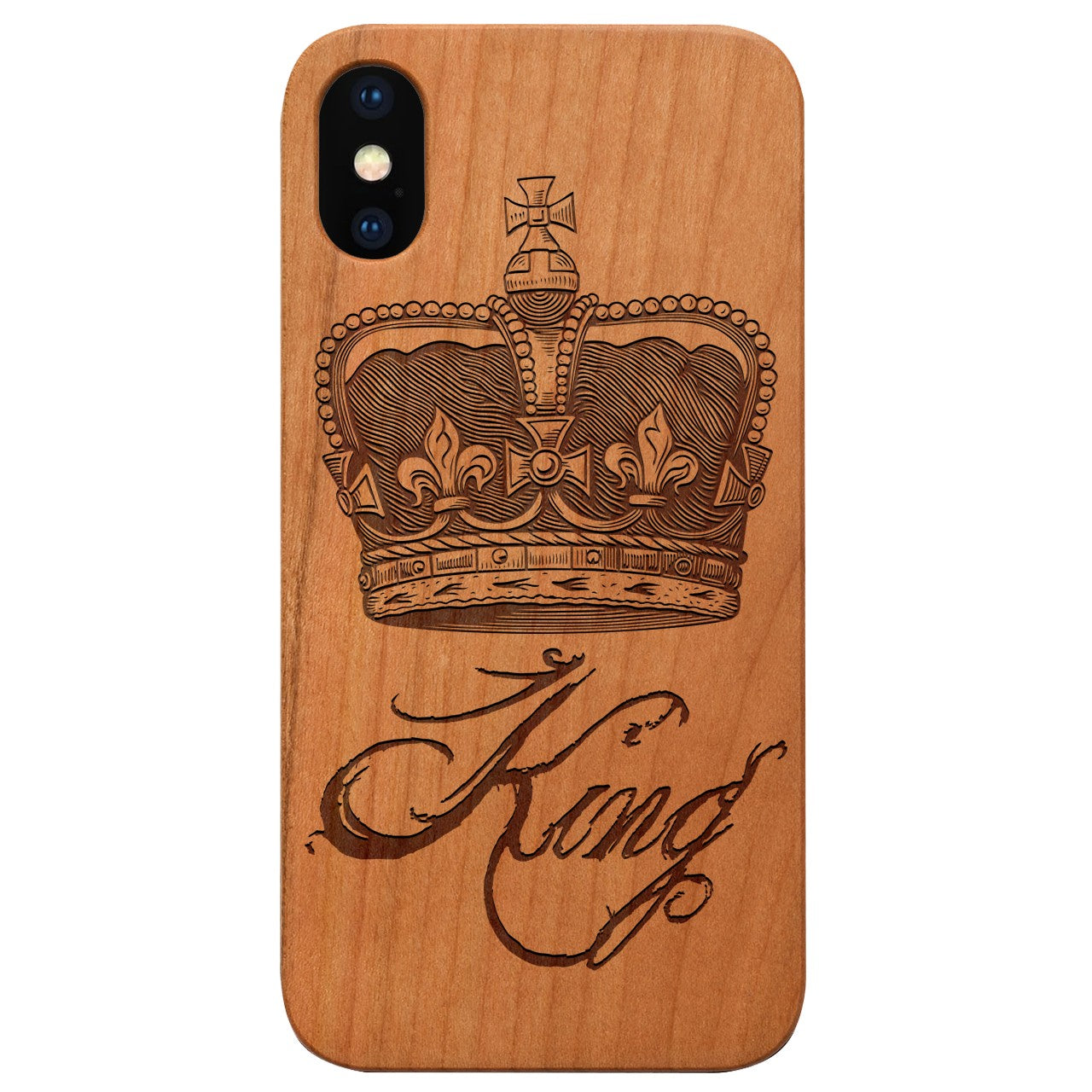  King Crown - Engraved - Wooden Phone Case - IPhone 13 Models