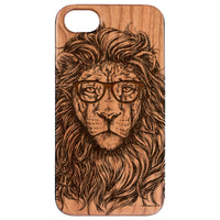  Lion with Glasses - Engraved - Wooden Phone Case - IPhone 13 Models