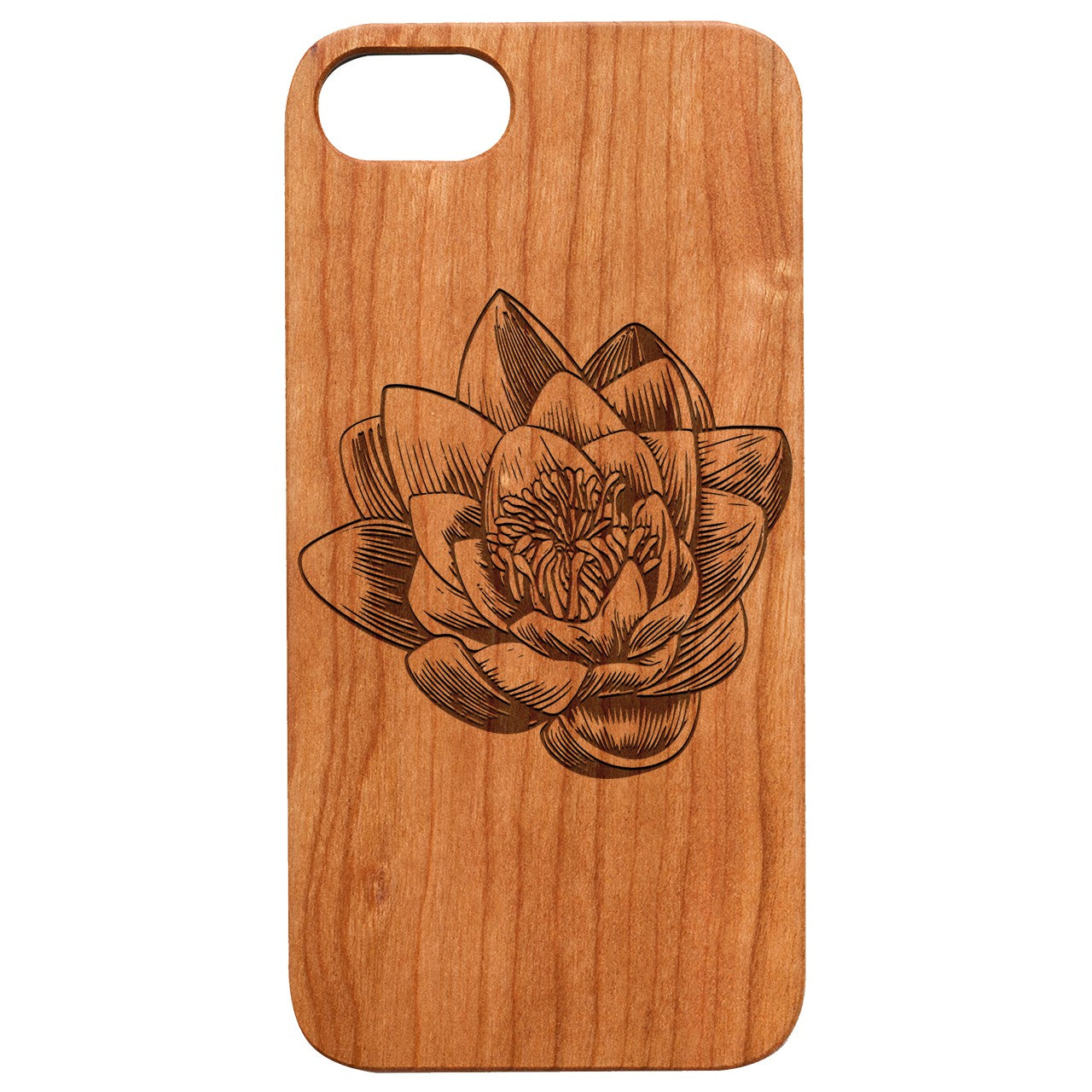  Lotus Flower - Engraved - Wooden Phone Case - IPhone 13 Models