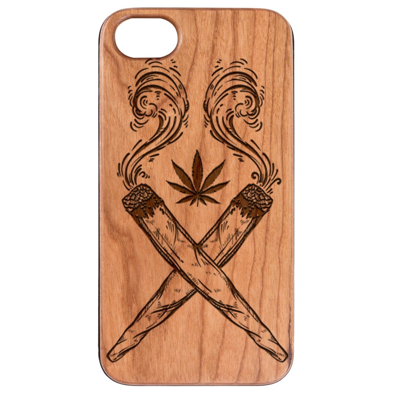  Marijuana Leaf - Engraved - Wooden Phone Case - IPhone 13 Models