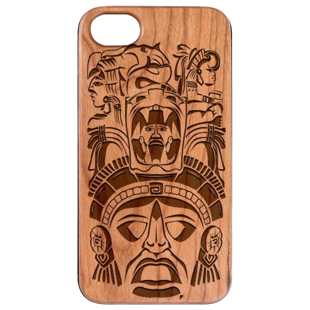  Mayan Mask - Engraved - Wooden Phone Case - IPhone 13 Models