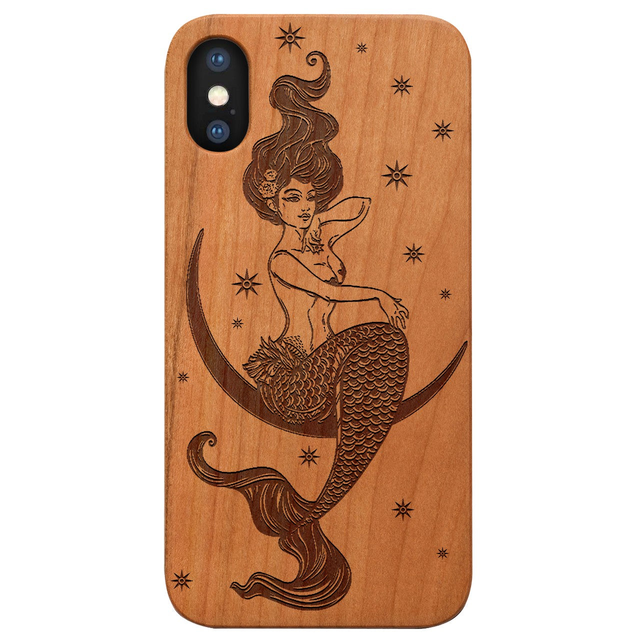  Mermaid In The Moon - Engraved - Wooden Phone Case - IPhone 13 Models