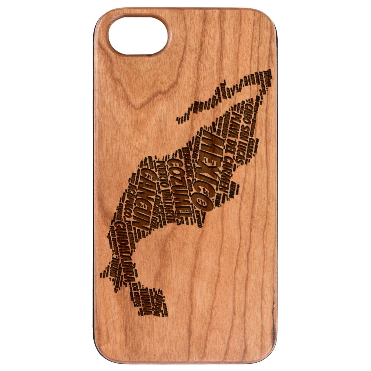  Mexico Word Cloud - Engraved - Wooden Phone Case - IPhone 13 Models