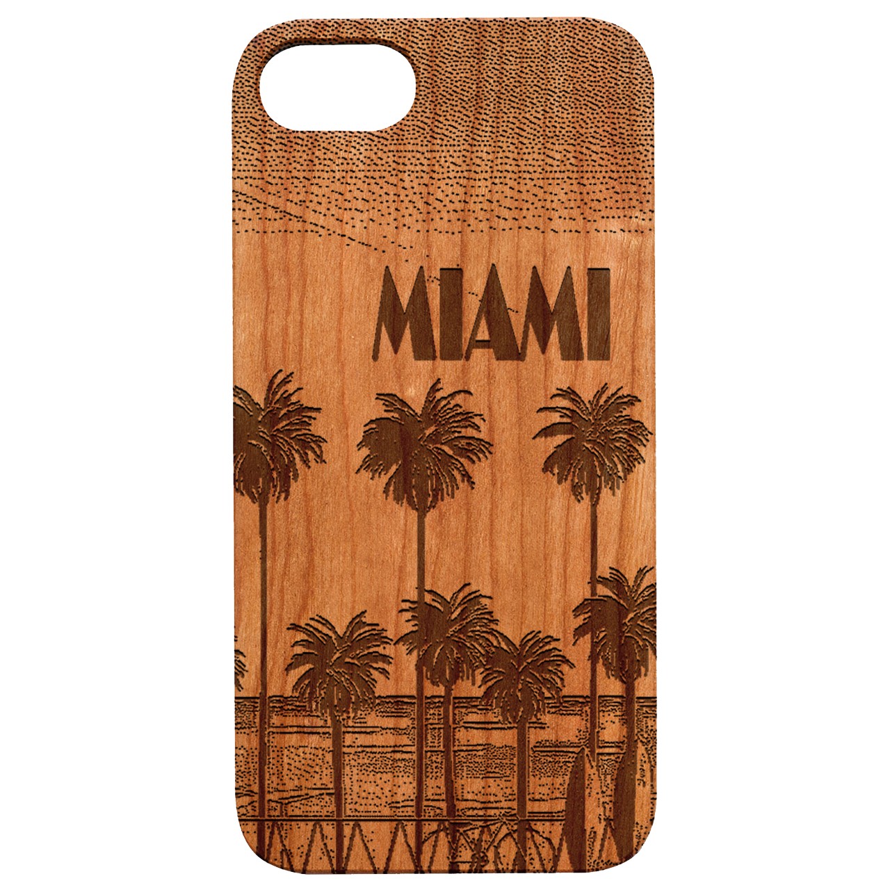  Miami Palm Trees - Engraved - Wooden Phone Case - IPhone 13 Models