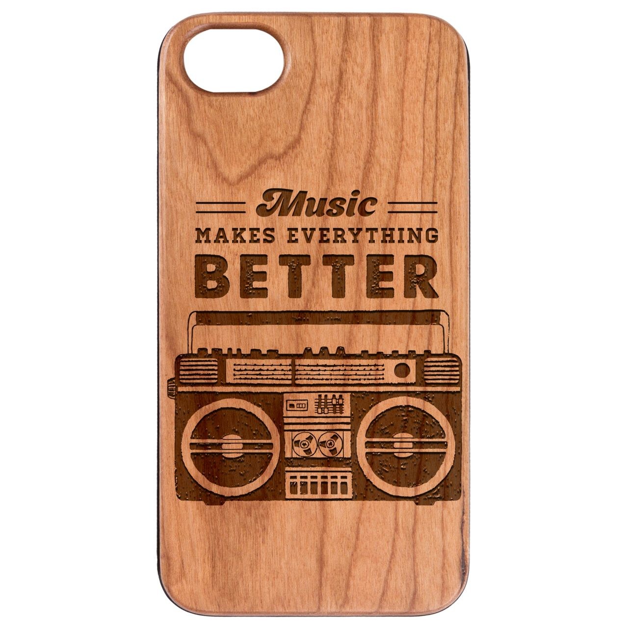  Music Makes Better - Engraved - Wooden Phone Case - IPhone 13 Models