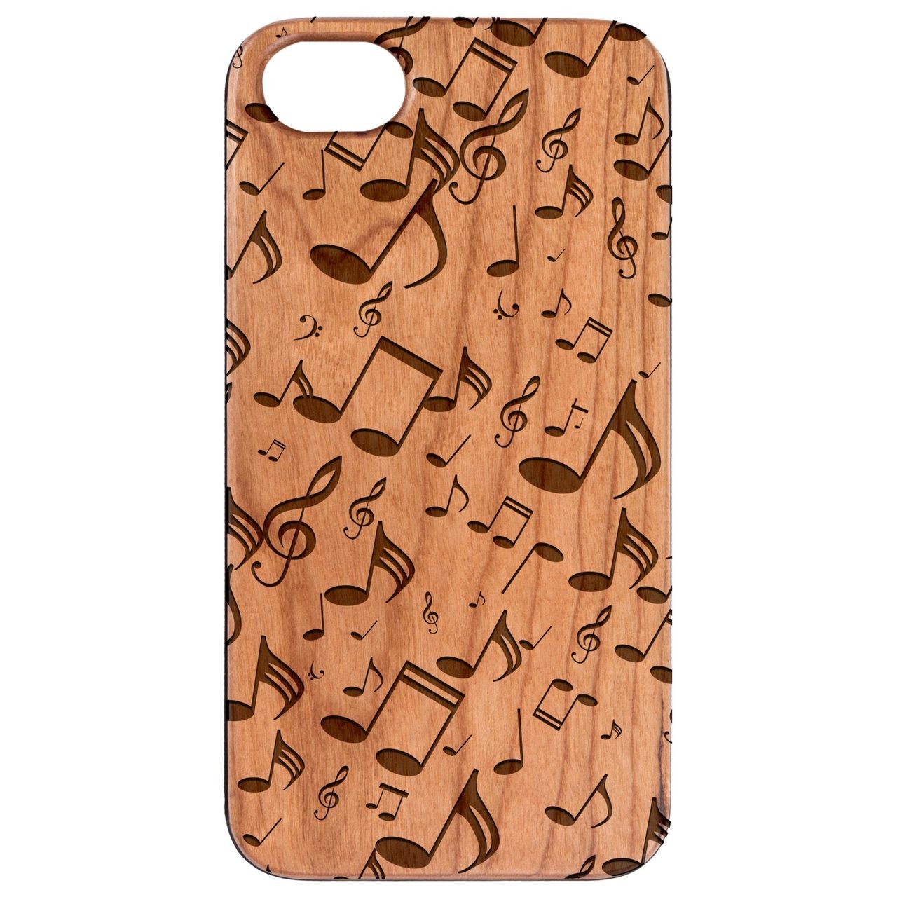  Music Note Pattern - Engraved - Wooden Phone Case - IPhone 13 Models