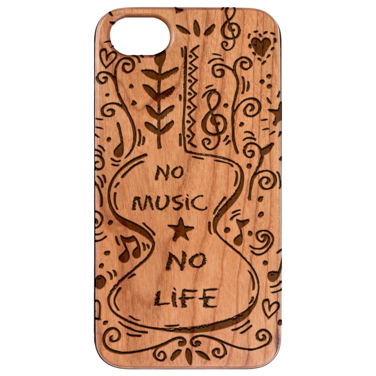  No Music No Life - Engraved - Wooden Phone Case - IPhone 13 Models