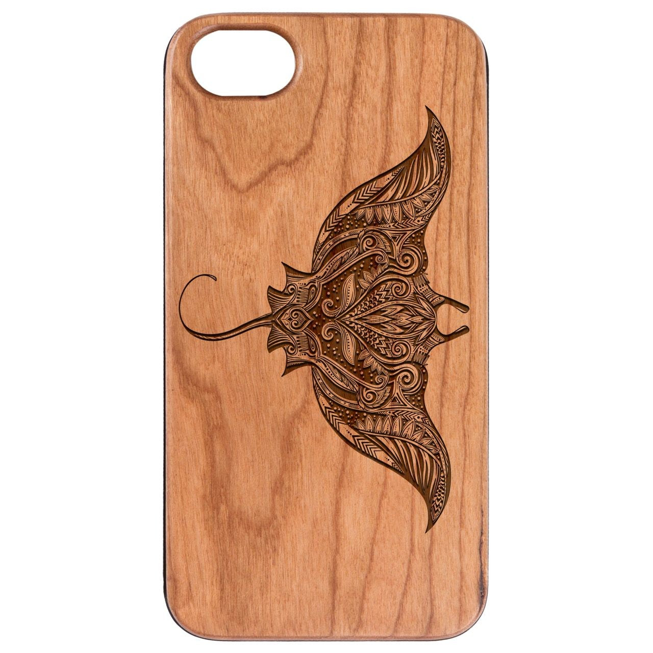  Ornate Stingray - Engraved - Wooden Phone Case - IPhone 13 Models