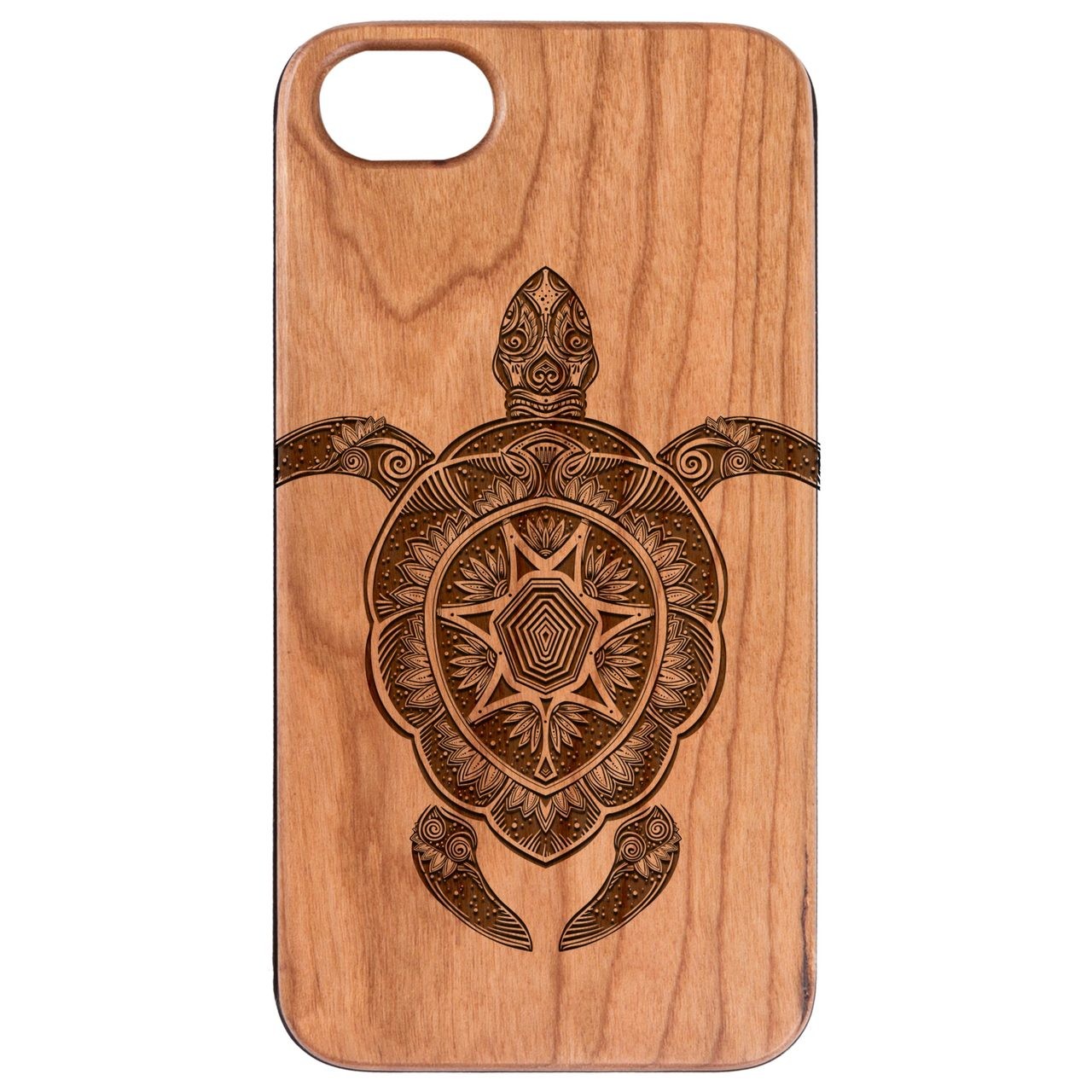  Ornate Turtle - Engraved - Wooden Phone Case - IPhone 13 Models