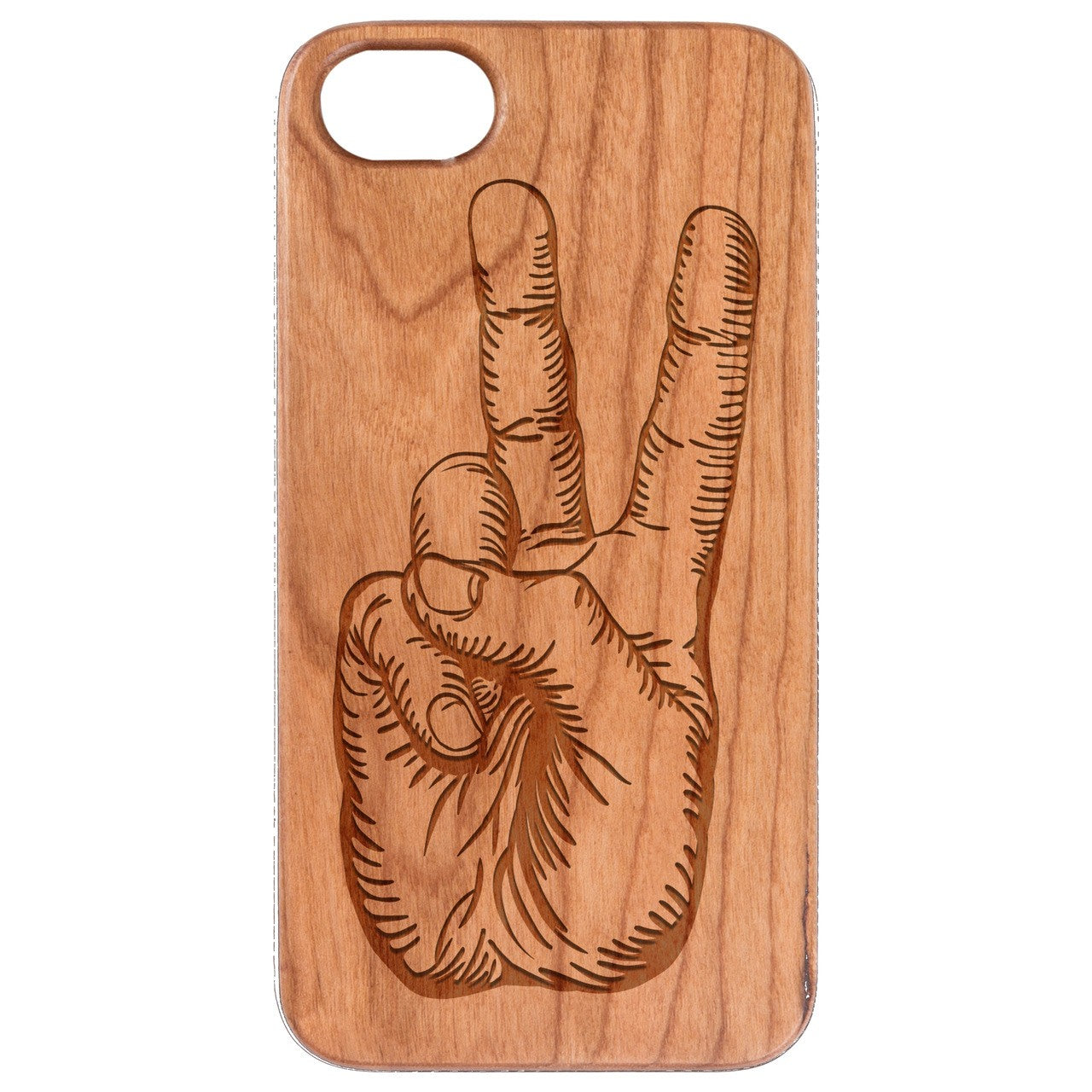  Peace Hand - Engraved - Wooden Phone Case - IPhone 13 Models