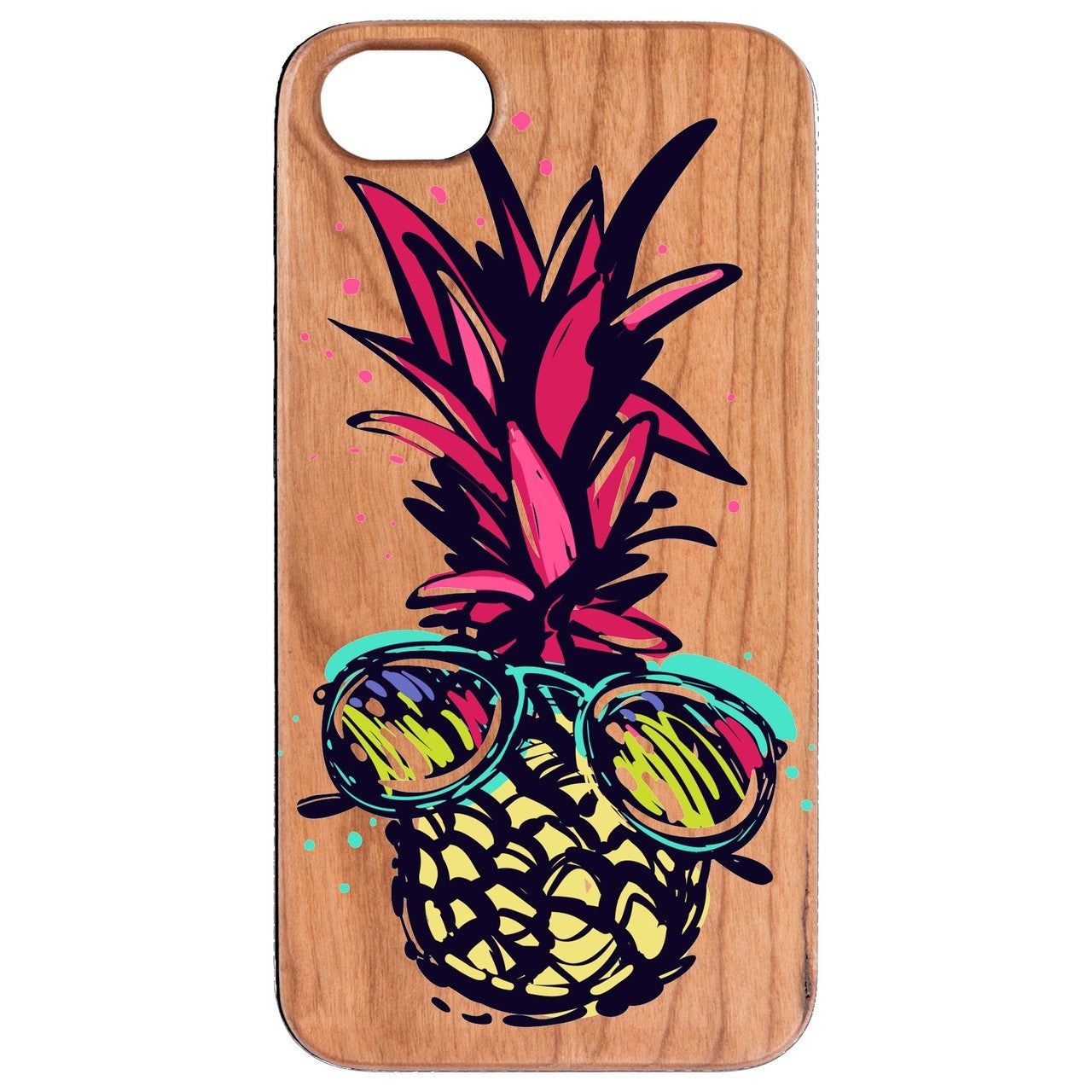  Pinneapple with Sunglasses - UV Color Printed - Wooden Phone Case - IPhone 13 Models