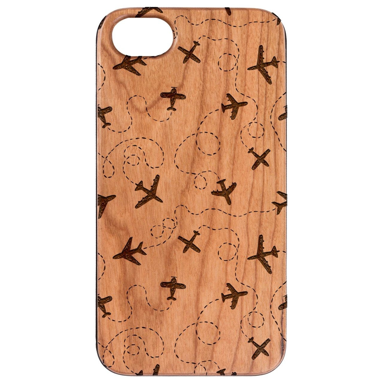  Plane Pattern - Engraved - Wooden Phone Case - IPhone 13 Models