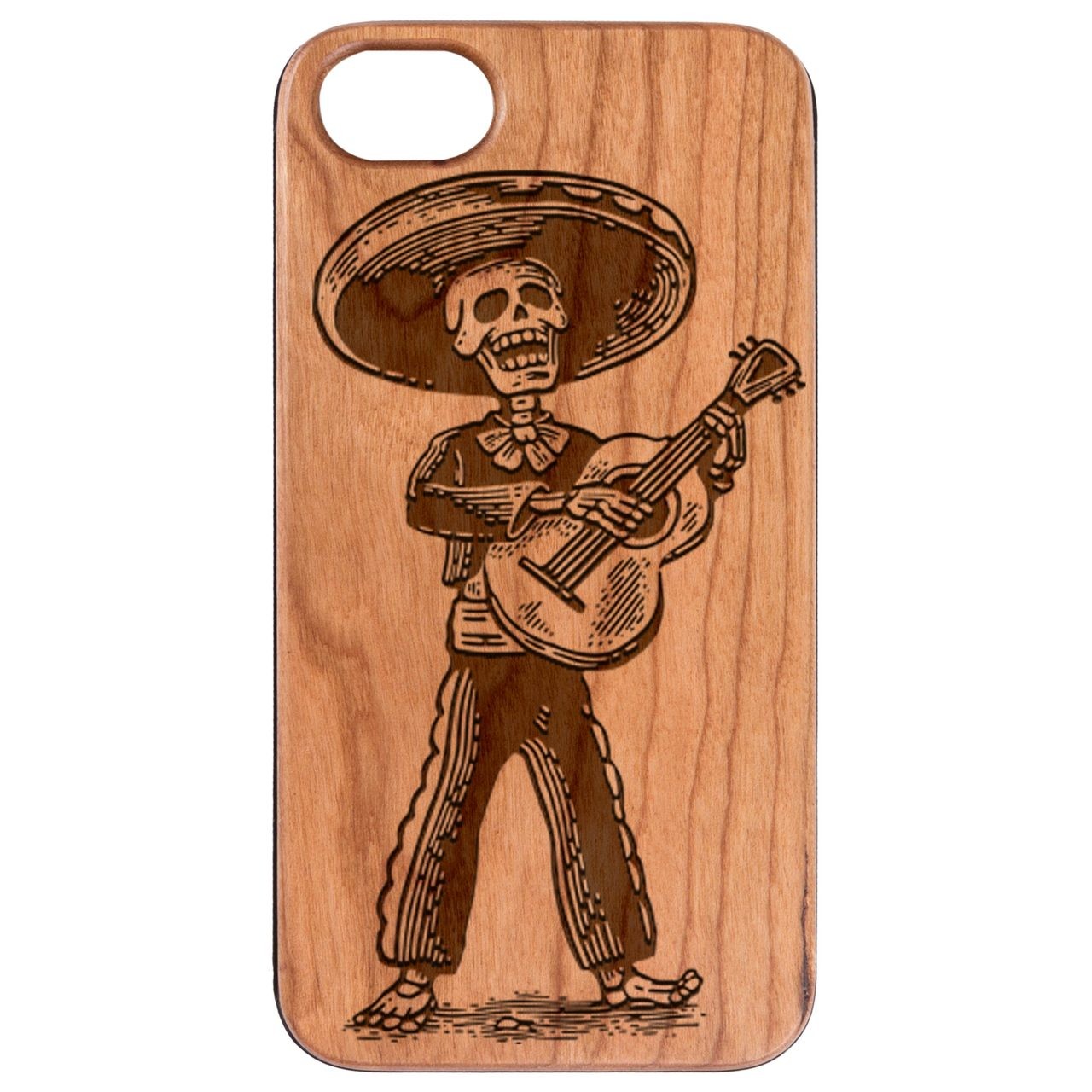  Playing Skeleton Man - Engraved - Wooden Phone Case - IPhone 13 Models