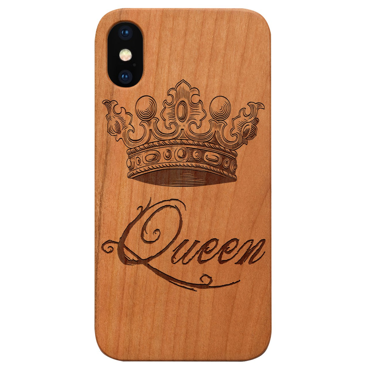  Queen Crown - Engraved - Wooden Phone Case - IPhone 13 Models