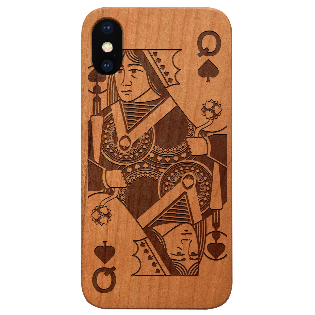  Queen Of Spades - Engraved - Wooden Phone Case - IPhone 13 Models