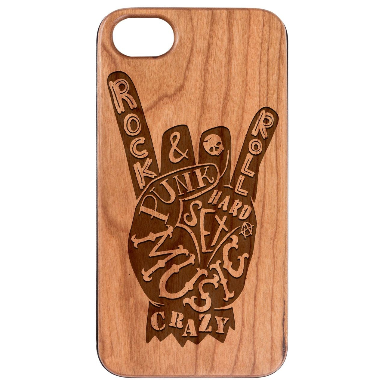  Rock n Roll Hand - Engraved - Wooden Phone Case - IPhone 13 Models