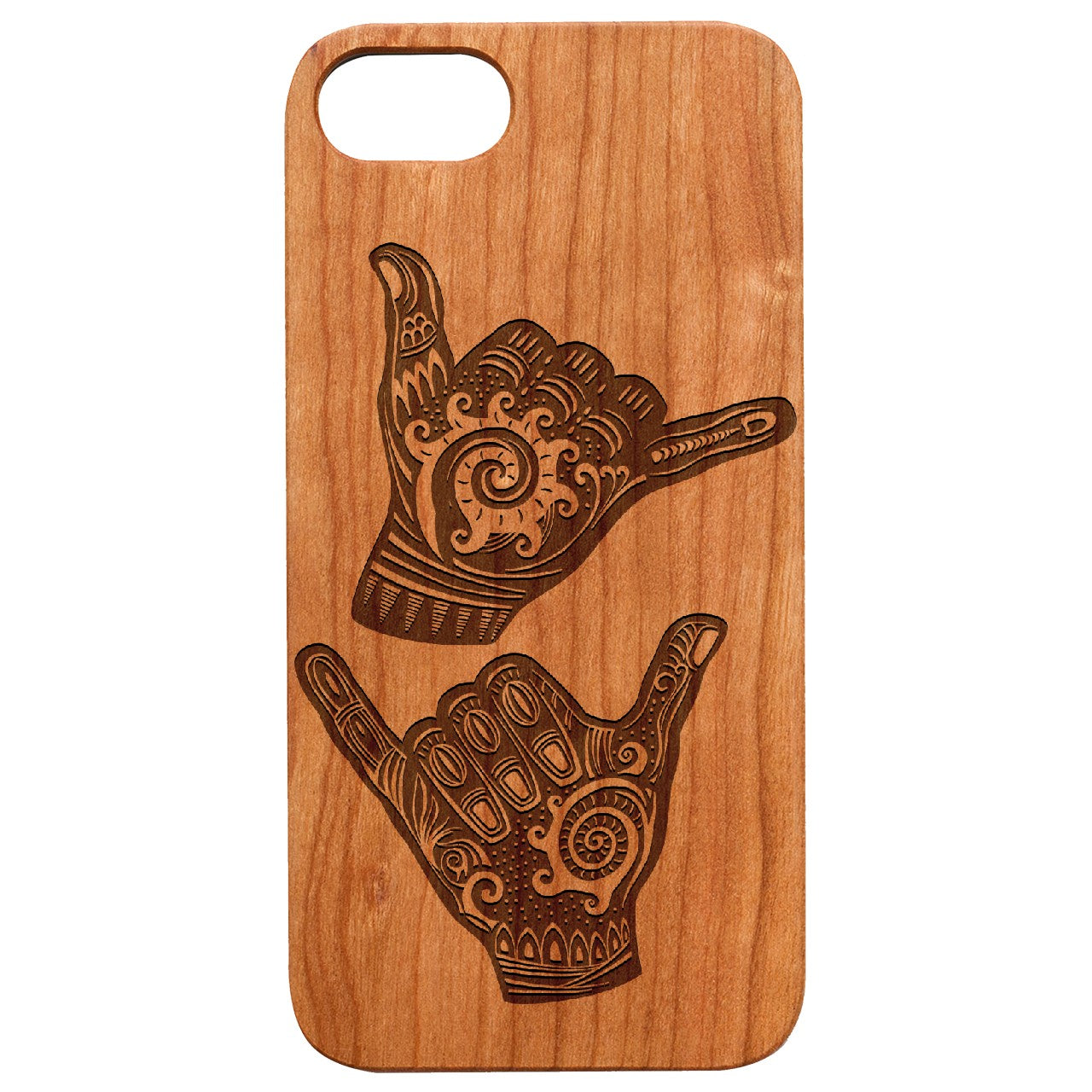  Shaka Hands - Engraved - Wooden Phone Case - IPhone 13 Models