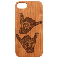  Shaka Hands - Engraved - Wooden Phone Case - IPhone 13 Models