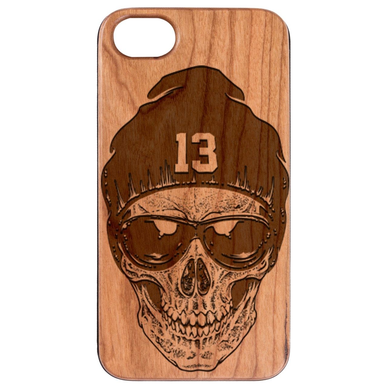  Skull with Hat - Engraved - Wooden Phone Case - IPhone 13 Models