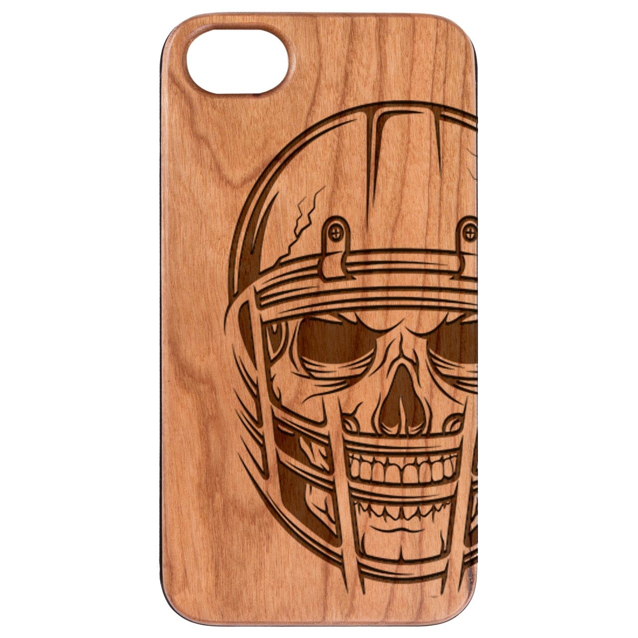  Skull with Helmet - Engraved - Wooden Phone Case - IPhone 13 Models