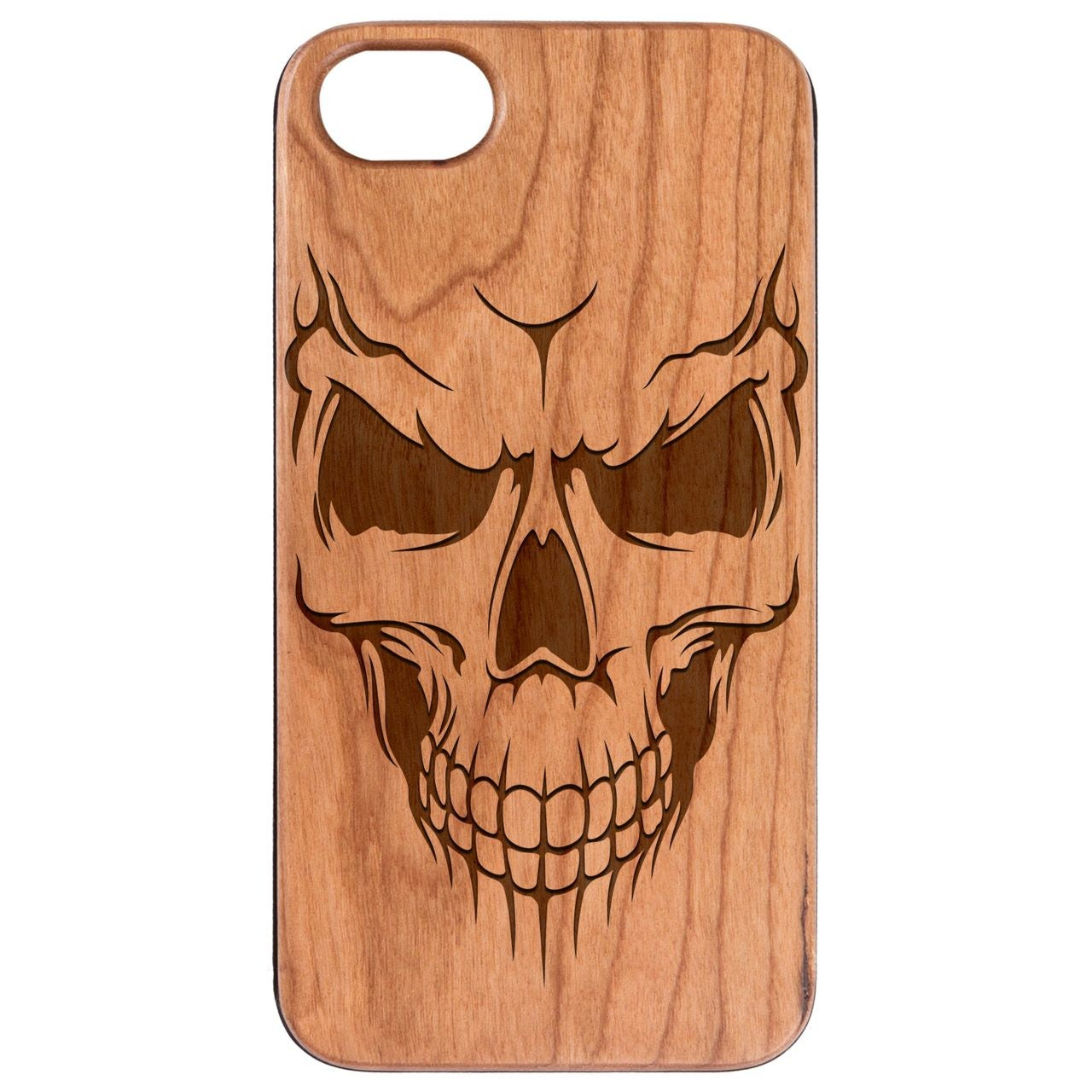  Smiling Skull - Engraved - Wooden Phone Case - IPhone 13 Models